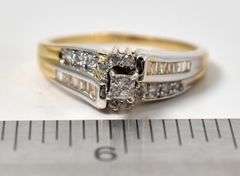 Sparkling 14K Yellow and White Gold Diamond Ring