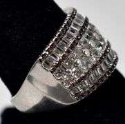 CZ Gemstone Wide Band Ring in Sterling Silver