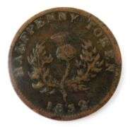 Rare 1832 Province of Nova Scotia 1/2 Penny Token