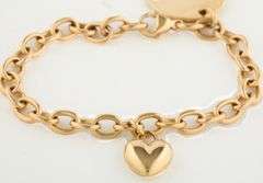 Tiffany & Co. Round Disk and Heart Shaped Charm Link Bracelet in 18K