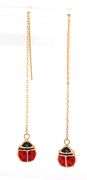 14kt Yellow gold enamel lady bug dangle earrings