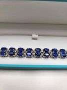 Very fine hand made 34 ctw blue sapphire  and diamond  bracelet
