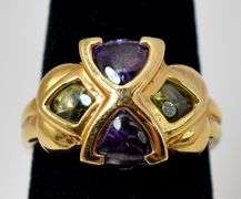 Amethyst and Peridot Gemstone Ring in Sterling Silver