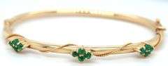 Vintage 14K YG Bangle with Emeralds
