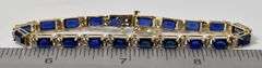 Stunning 10K Yellow Gold Blue Gemstone Bracelet