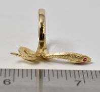 Unique 14K Yellow Ruby Gemstone Snake Ring