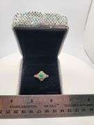 Victorian natural emeralds and diamond accent ring