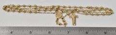 Graceful 14K Yellow Gold Rosery Cross Pendant Necklace