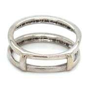 14kt White gold 0.15ctw double row diamond ring guard