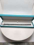 Magnificenrt  15 ctw London blue Topaz and diamond bracelet