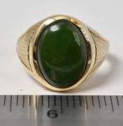 Amazing 10k Yellow Gold Jade Gemstone Men's Ring