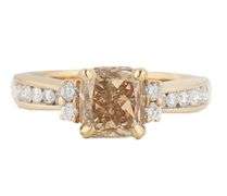 3.23ctw Radiant Fancy Brown and White Diamond Channel Set Ring in 14K