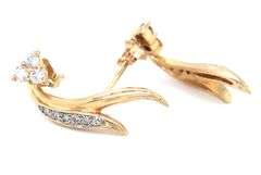 14kt Yellow gold 0.45ctw diamond drop swirl earrings