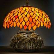 Stained Glass Orange Wisteria Table Lamp