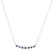 14kt White gold diamond and blue sapphire bar pendant necklace