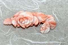 Natural Angelskin Coral Carved Roses