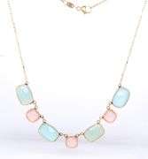 14kt Yellow gold Rose and green frosted quartz necklace