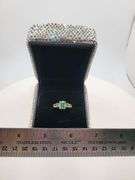 Victorian natural emeralds and diamond accent ring