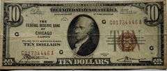 $10 Series of 1929 Chicago National Currency Note.