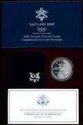 2002 US Winter Olympics Proof Silver Dollar in Box w/CoA