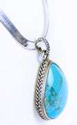 Barse Large Sterling Turquoise Pendant & Wide Chain