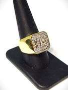 Men's 14 Kt Gold Plate 5.75 Cttw. Lab Simulated Diamond Ring.
