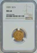 Gorgeous near Gem BU 1929 $2.50 Indian Gold Piece. NGC MS64