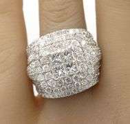 14kt White gold 3.20ctw PC and RBC double halo cluster ring