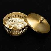 Gold Brass Keepsake Box with Strawberry Handle
