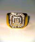 Men's 14 Kt Gold Plate 5.75 Cttw. Lab Simulated Diamond Ring.