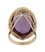 20.50ct Oval Amethyst and Seed Pearl Frame Cocktail Ring in 14K