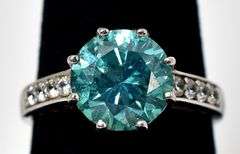 Bright Green Gemstone and CZ Gemstone Ring in 925 Sterling Silver