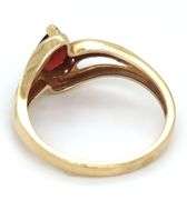 Set of 10kt yellow gold garnet ring and pendant