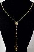 Graceful 14K Yellow Gold Rosery Cross Pendant Necklace