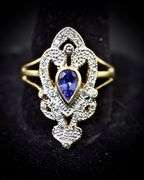Feminine 14K Yellow Gold Ring with Pear Shaped Tanzanite