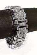Huge 120 Gram 18 K White Gold Plated Saratoga Link Bracelet