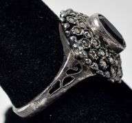 Red Garnet and Marcasite Gemstone Ring in Sterling Silver