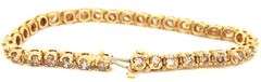 14kt Yellow gold 6.80ctw brown diamond tennis bracelet