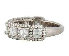 New 2.16ctw Asscher and Round Diamond Frame Ring in 18K