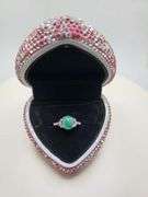 Victorian natural emeralds and diamond accent ring