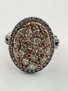 certified ladies 14k white gold and diamond ring with rose gold accent