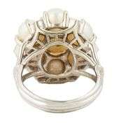 Antique Pearl and 0.35ctw Diamond Cluster Ring in 14K