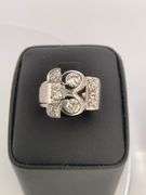 CERTIFIED ANTIQUE STYLE 14K WHITE GOLD DIAMOND RING