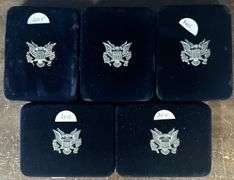 2002, 2 2005, & 2 2010 Gem Cameo Proof $1 Silver Eagles in velvet boxes