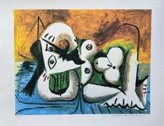 Collectible Pencil Numbered Pablo Picasso, Reclining Nude Pablo Picasso Reclining Nude