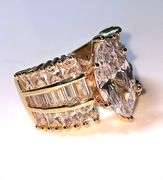 Ladies Sparkling 14 Kt Yellow Gold Plated 4.65 Ct Marquis Cut Lab Simulated Diamond Ring