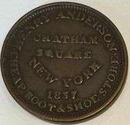1837 Henry Anderson Boot Maker NY Hard Times Token