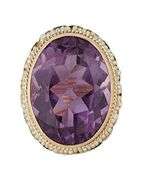 20.50ct Oval Amethyst and Seed Pearl Frame Cocktail Ring in 14K