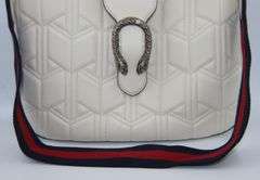 GUCCI, White Dionysus Hobo Leather Large Shoulder Bag with Web Strap