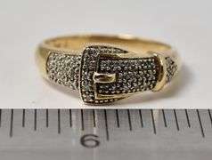 Interesting 14K Yellow Gold Diamond Belt Ring